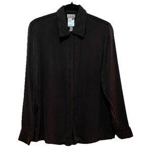 MONDI Black Silk Blend Long Sleeve Shirt Sz 40 (Pit to Pit is 20")